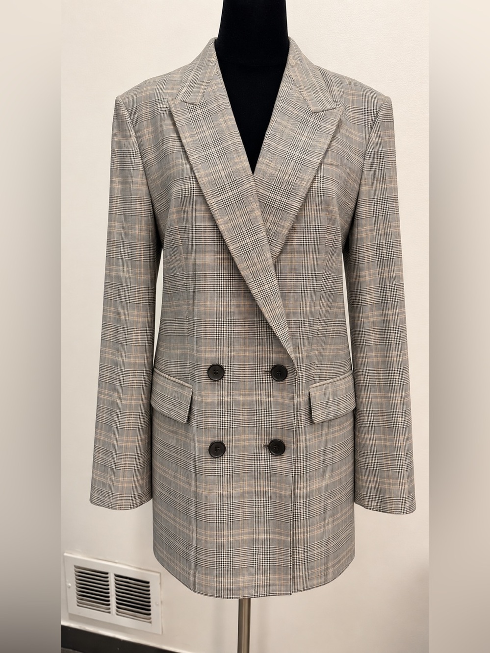 Babaton by Aritzia Plaid Double-Breasted Blazer Size S